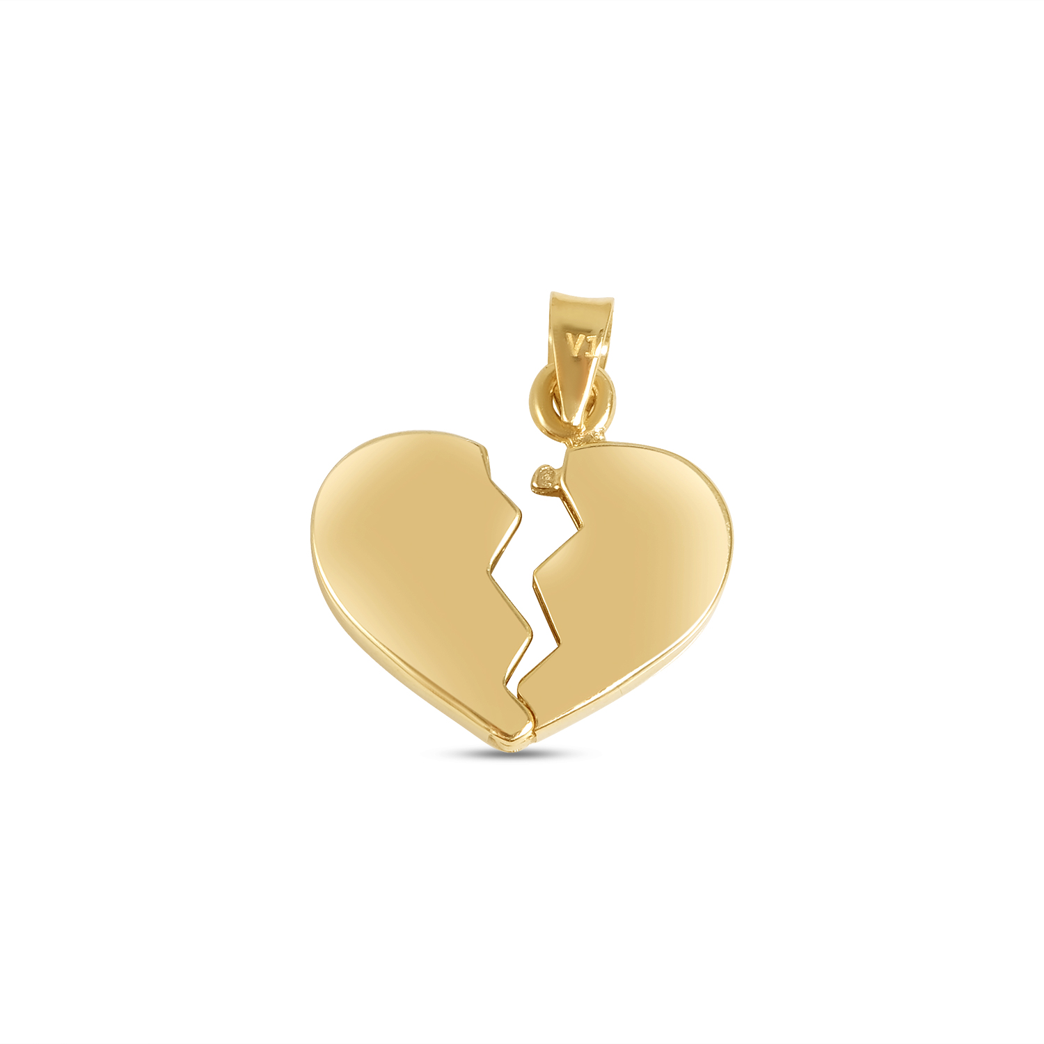 Pandantiv aur 14K model inima franta Broken Heart Embrace