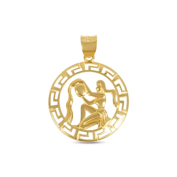 Pandantiv aur 14K zodia Varsator Aquarius Symbol Gold