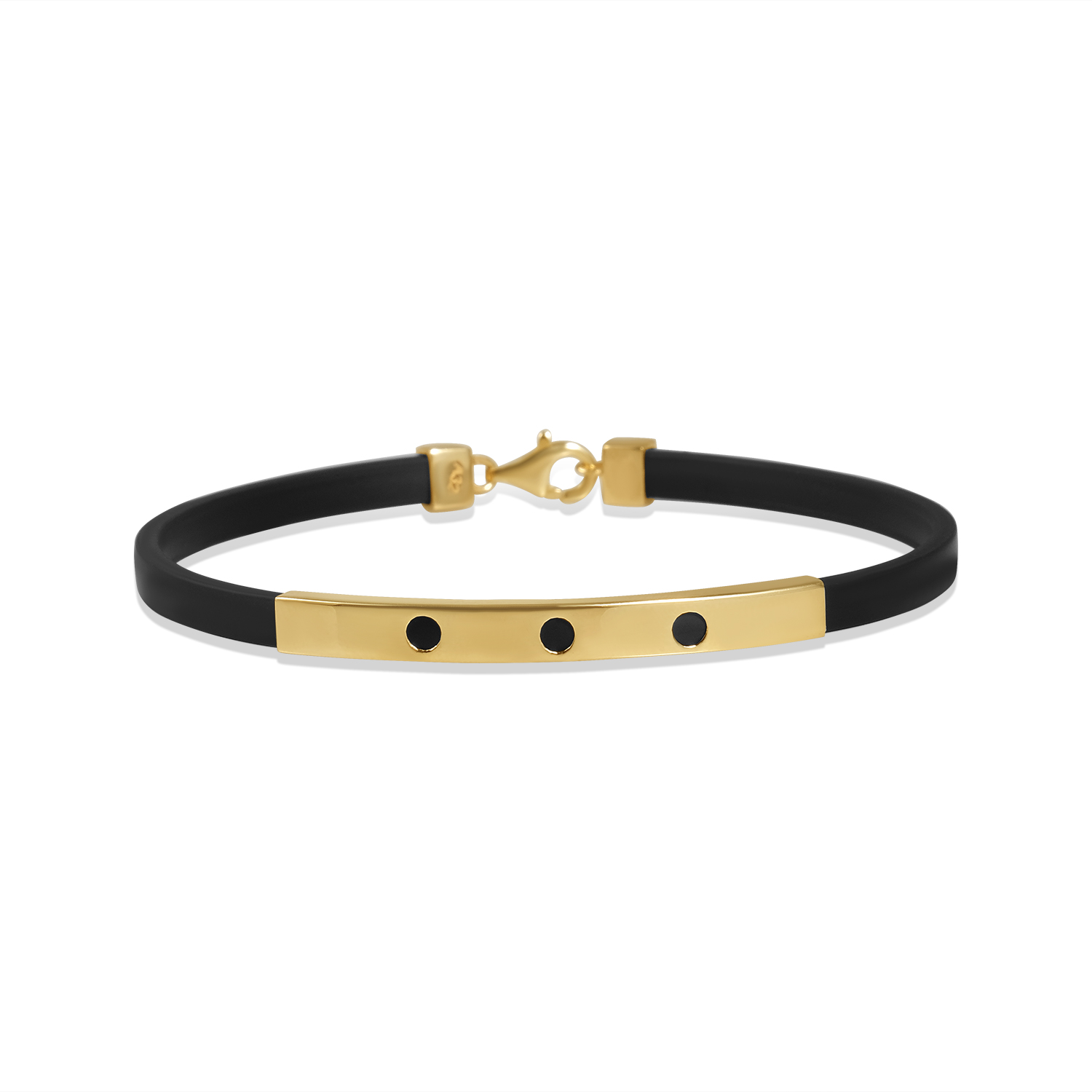 Bratara aur 14K cu silicon negru Three Dots