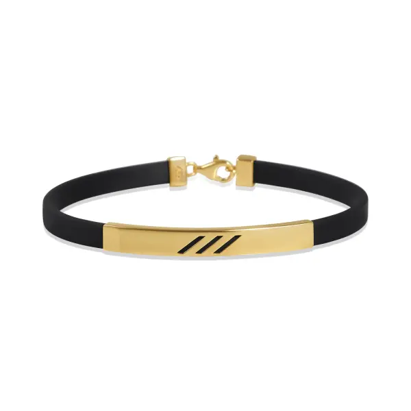 Bratara aur 14K cu silicon negru Central Lines