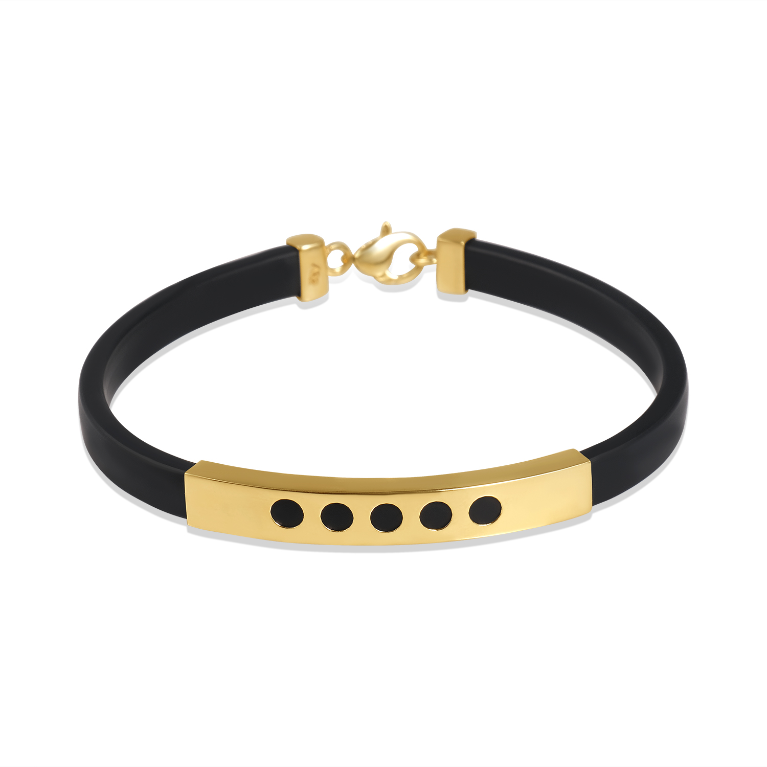 Bratara aur 14K cu silicon negru si placuta din aur Urban Gold Identity