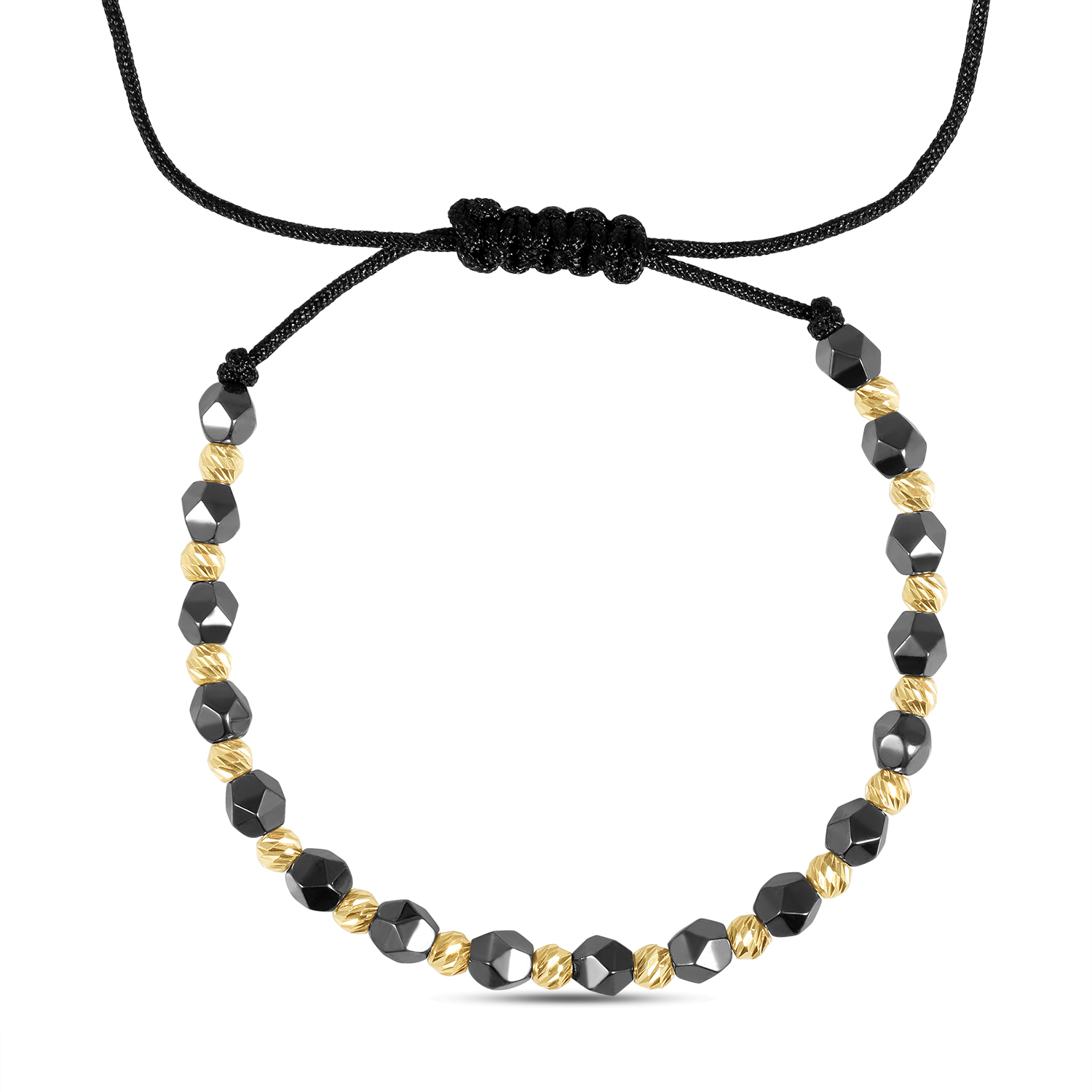 Bratara aur 14K cu snur si bile Hematite Shine
