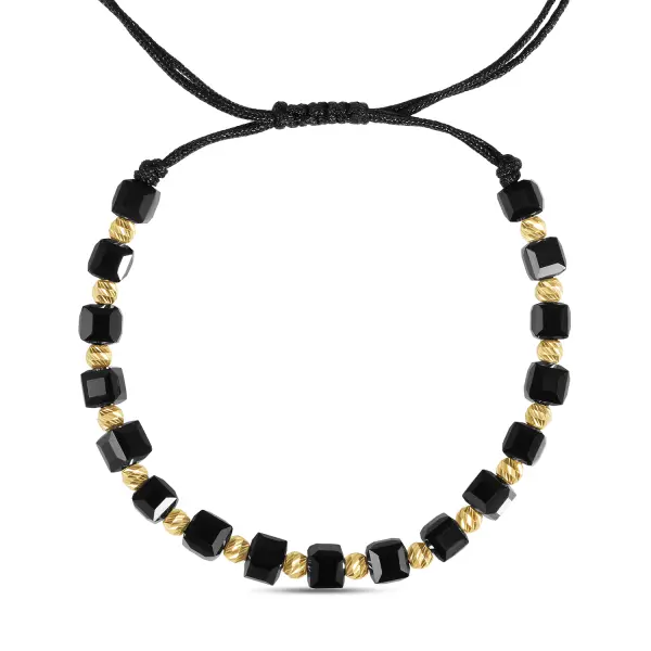 Bratara aur 14k cu snur, bile si cuburi Dark Cubes