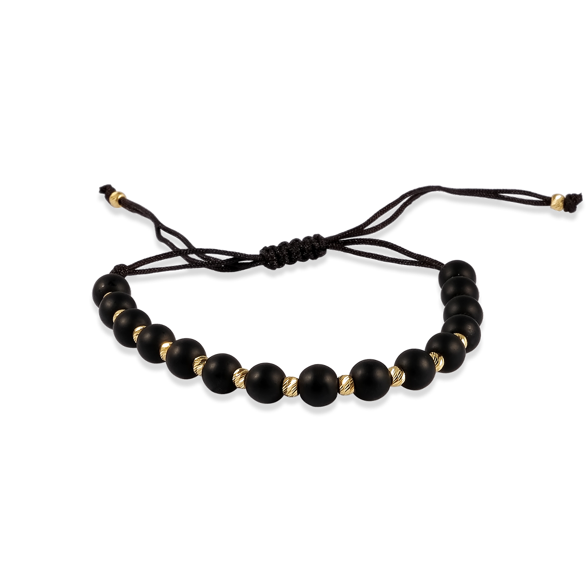 Bratara aur 14k cu snur si bile Black Sphere