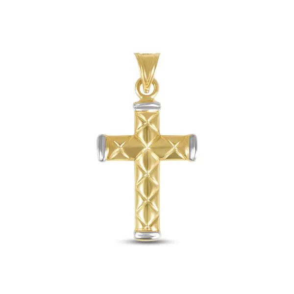 Pandantiv aur 14K cruce Textured Cross