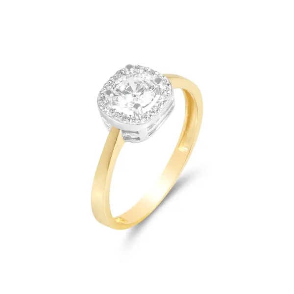 Inel aur 14K cu pietre Zirconia Halo Shine