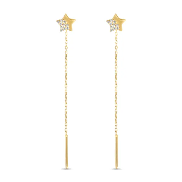 Cercei aur 14K cu fir si stelute Sparkling Stars