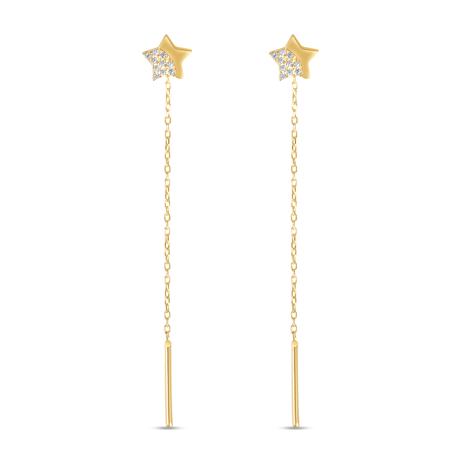 Cercei aur 14K cu fir si stelute Sparkling Stars