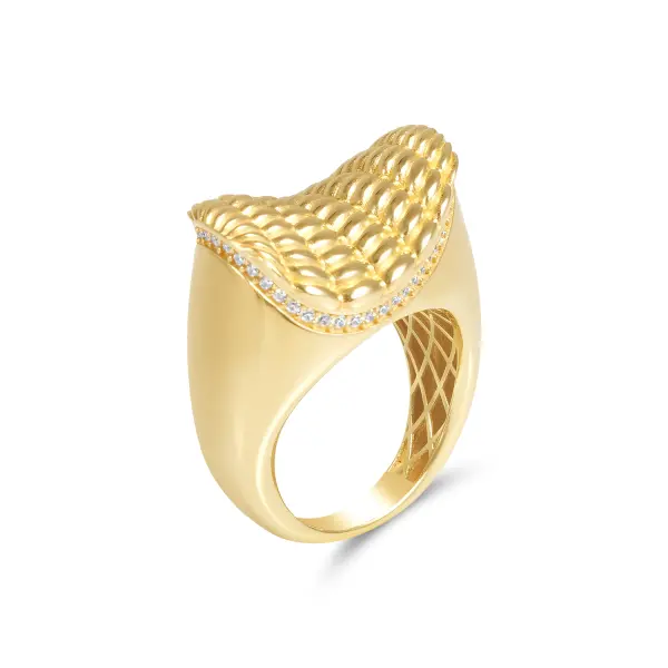 Inel aur 14K cu pietre Zirconia Golden Wave