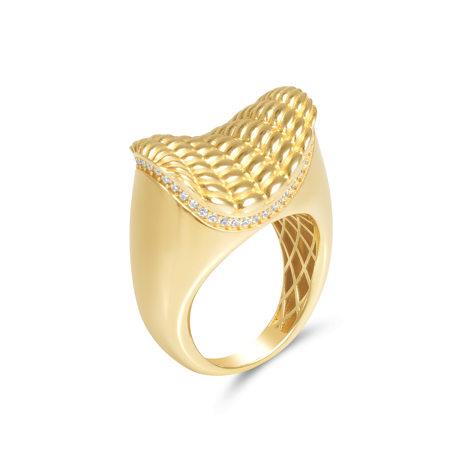Inel aur 14K cu pietre Zirconia Golden Wave
