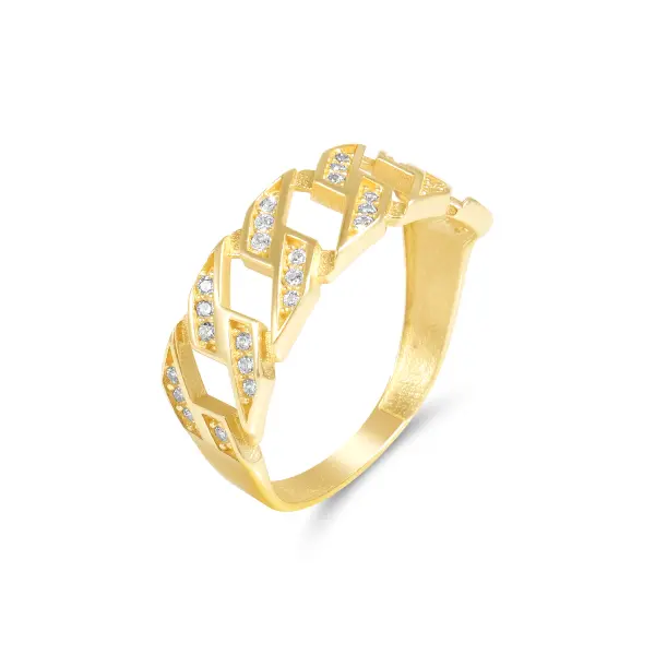 Inel aur 14K cu pietre Zirconia Cuban Glow