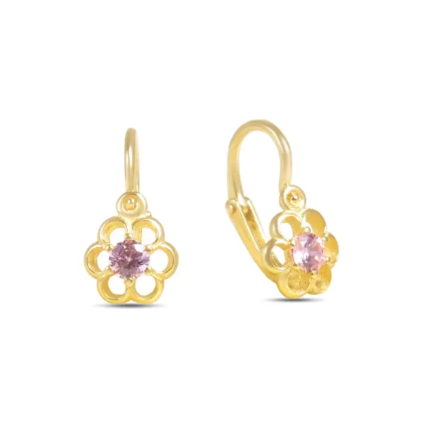 Cercei aur 14K cu floare Violet Blossom