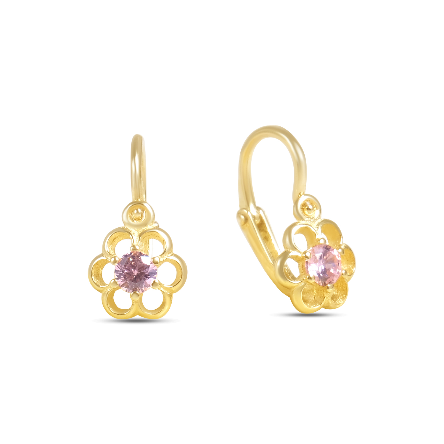 Cercei aur 14K cu floare Violet Blossom