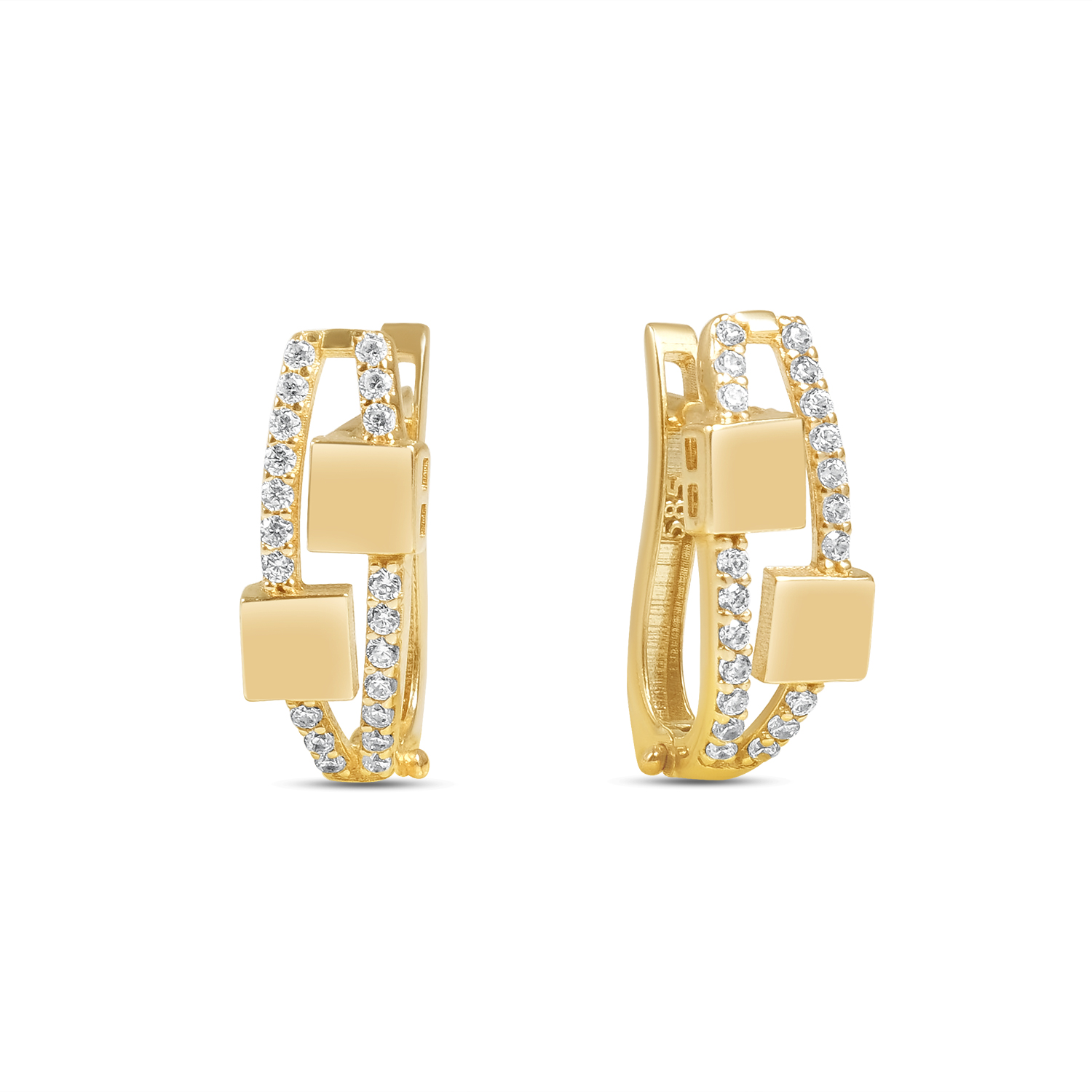 Cercei aur 14K cu patratele Square Glow