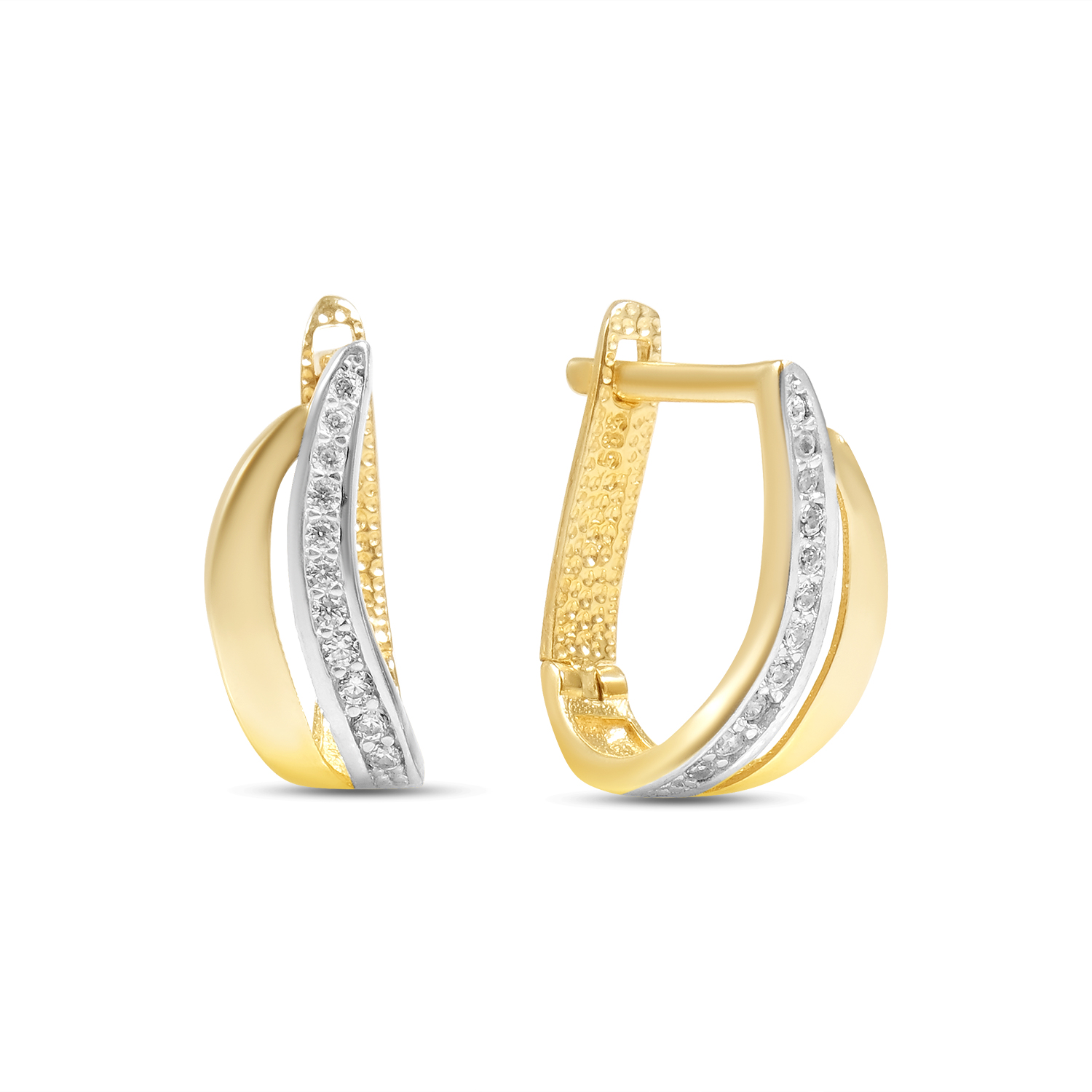Cercei aur 14K cu pietre Zirconia Crystal Wave