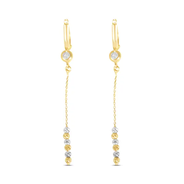 Cercei aur 14K cu fir si bile Golden Line Drops