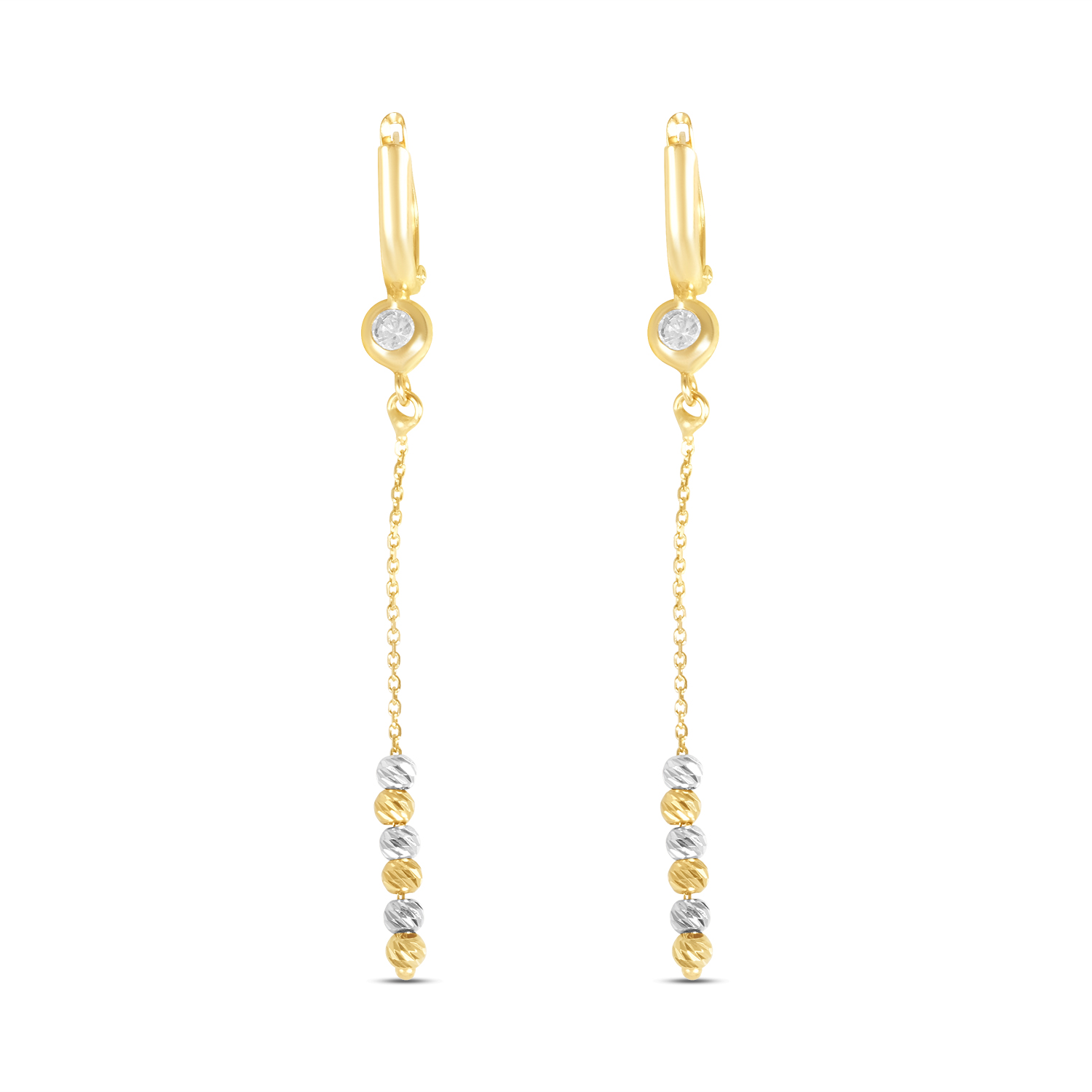Cercei aur 14K cu fir si bile Golden Line Drops
