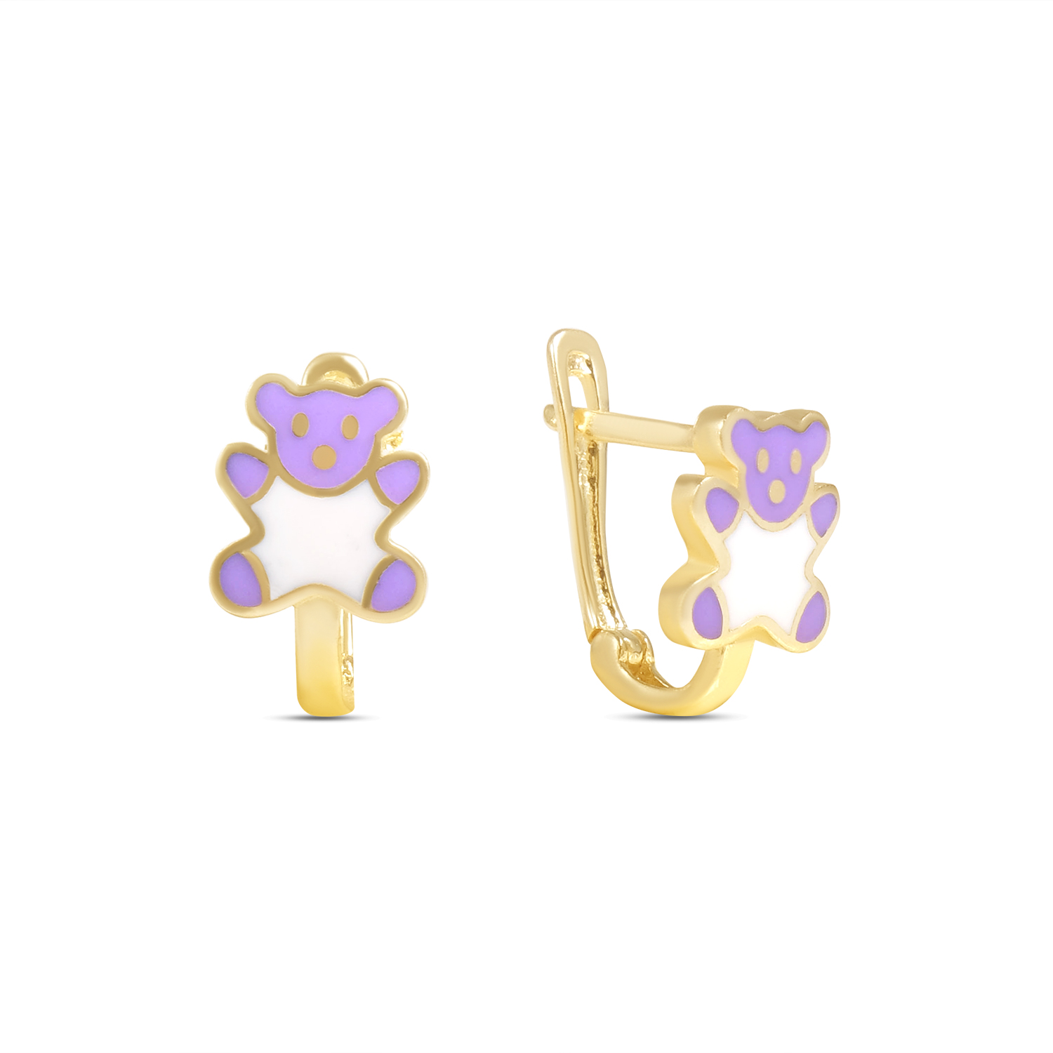 Cercei aur 14K cu email Little Bear