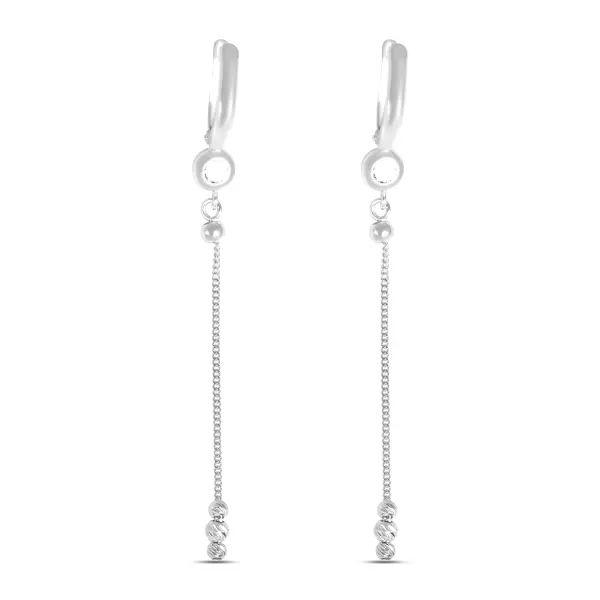 Cercei aur 14K cu fir si bile Silver Line Drops