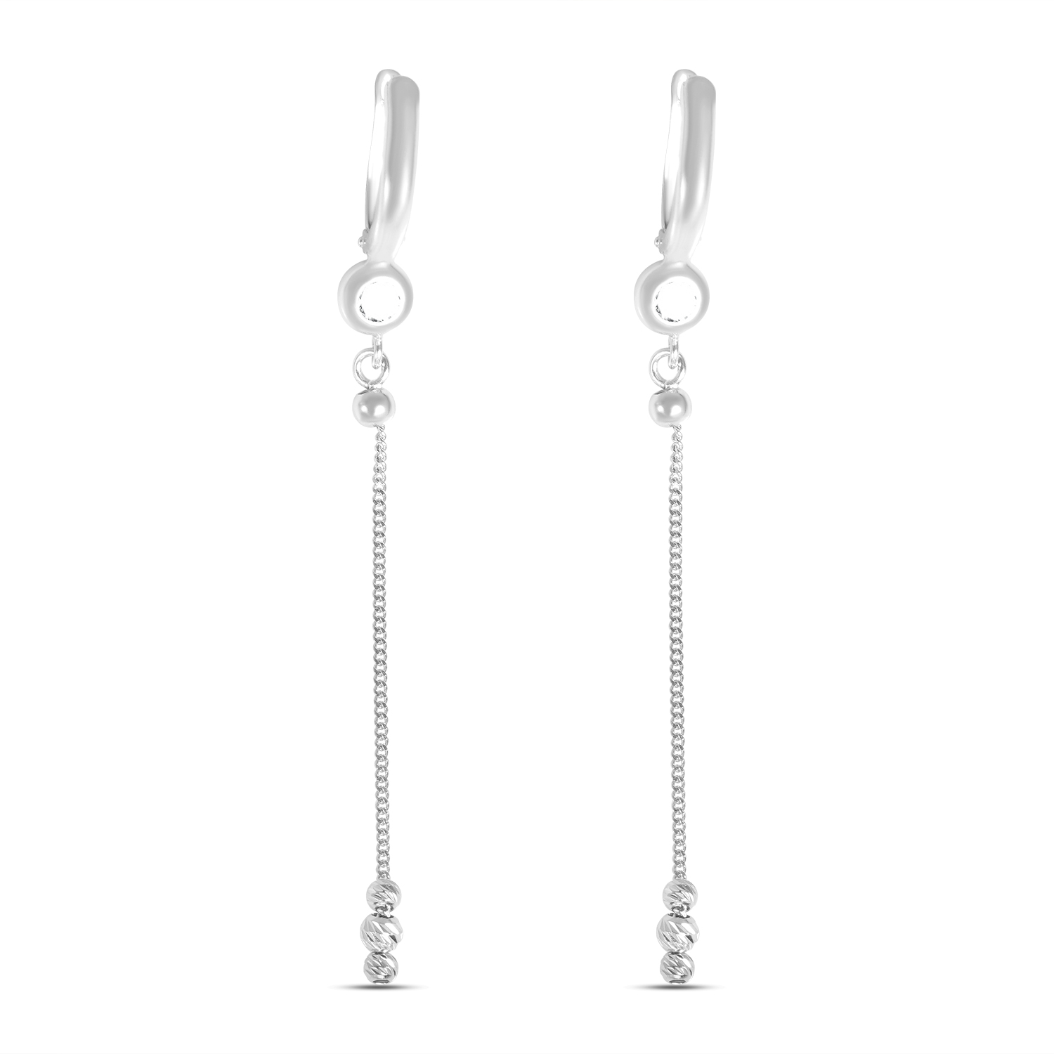 Cercei aur 14K cu fir si bile Silver Line Drops