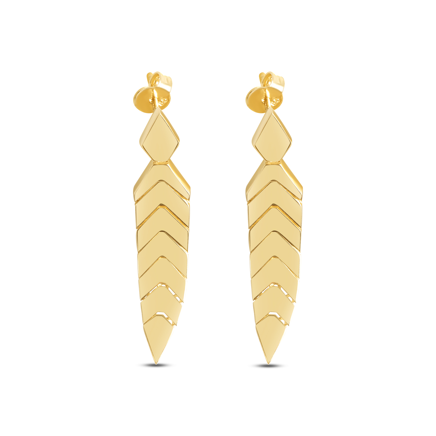 Cercei aur 14K in forma de frunza Golden Leaf Contour