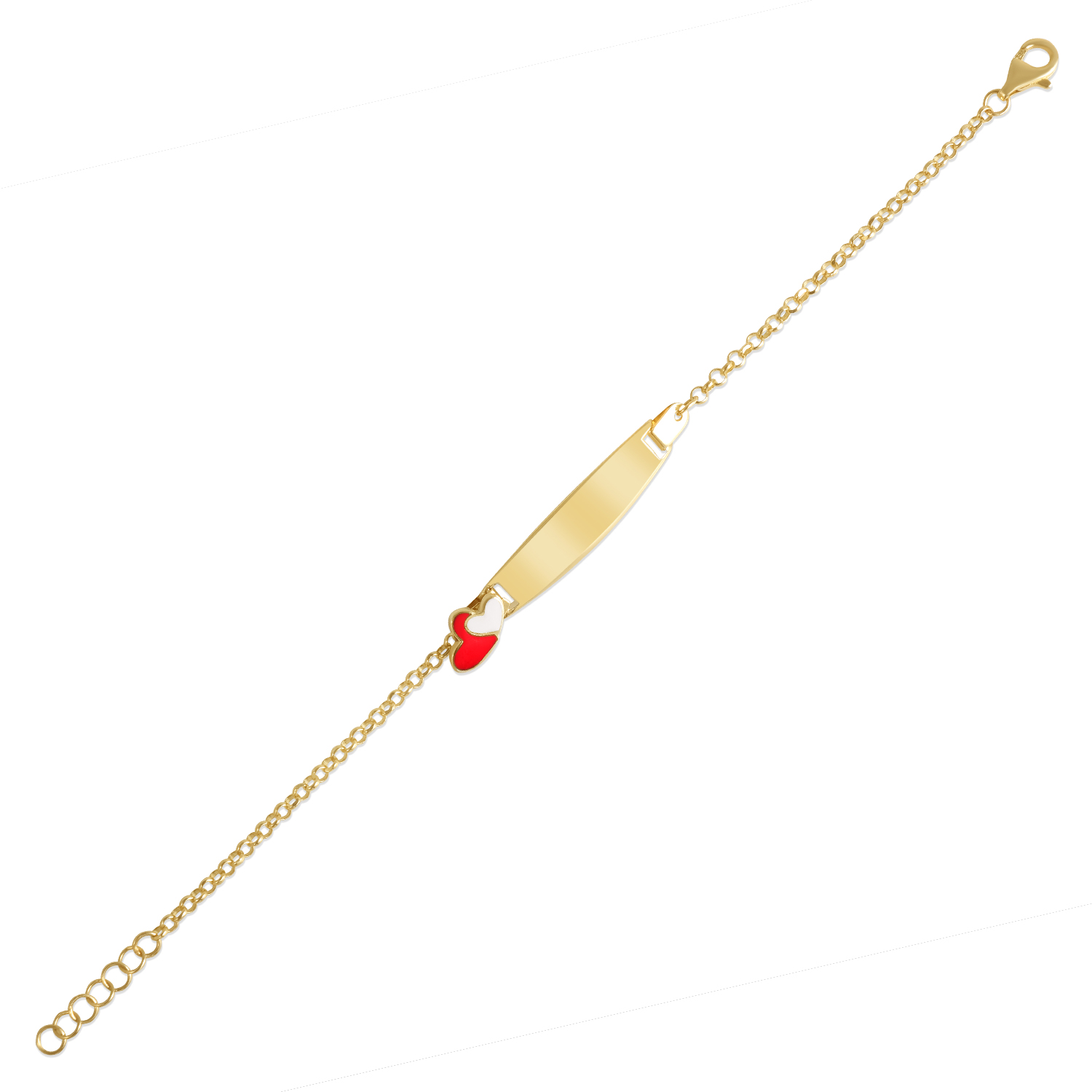 Bratara aur 14K cu inima rosie si alba Little Heart