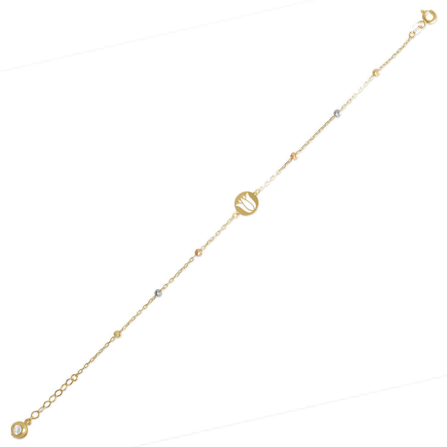 Bratara aur 14K cu bile si piatra Zirconia Tulip Glow