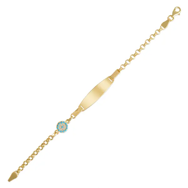Bratara aur 14K cu ochi de deochi si pietre Zirconia Baby Guardian