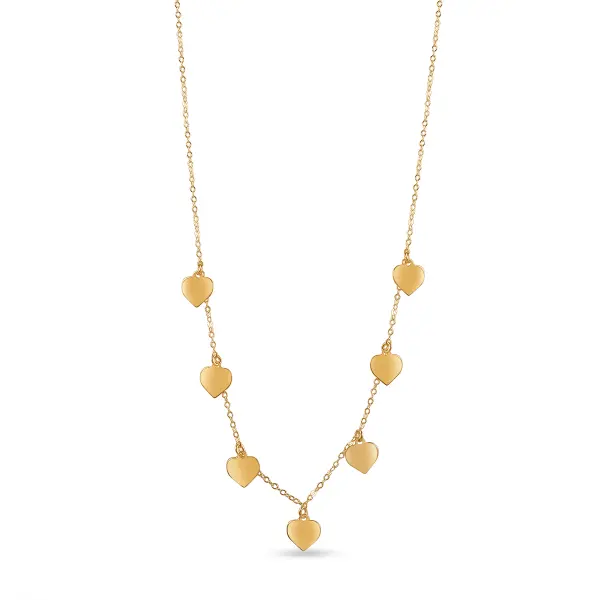 Colier aur 14k cu inimi si piatra Zirconia Heartfall Motion