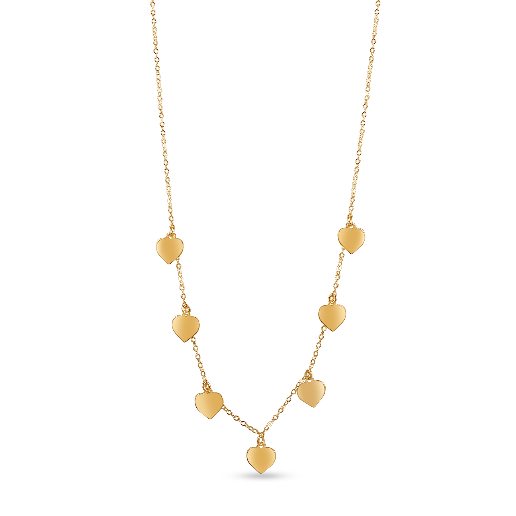 Colier aur 14k cu inimi si piatra Zirconia Heartfall Motion