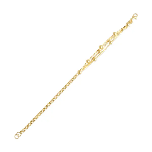 Bratara aur 14k cu bile si trei randuri de zale Golden Cascade
