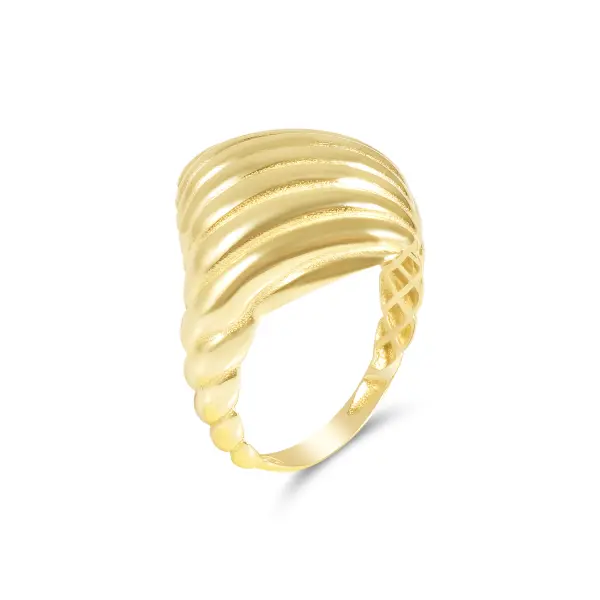 Inel aur 14K cu textura striata Radiant Layers