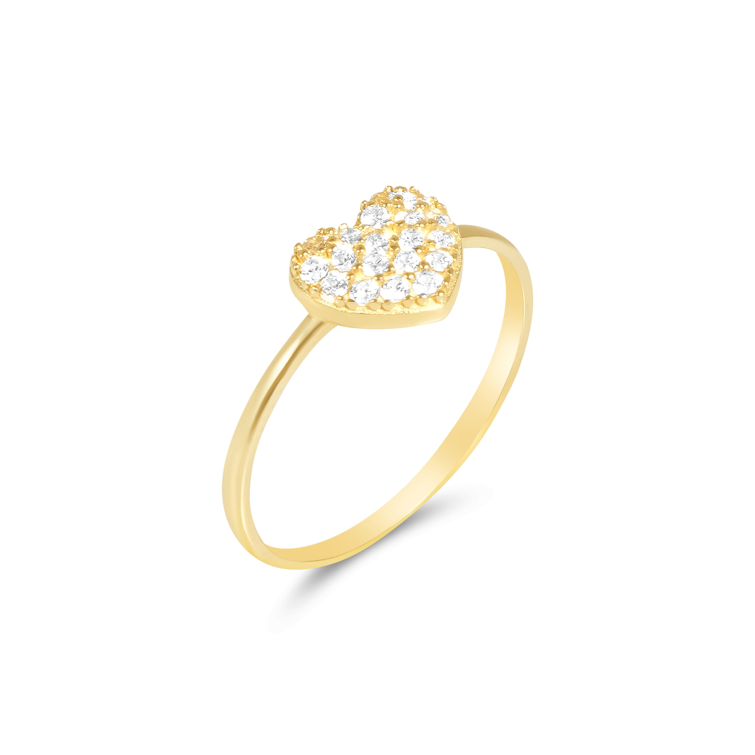 Inel aur 14K galben cu inima si pietre Zirconia Heartlight Spark