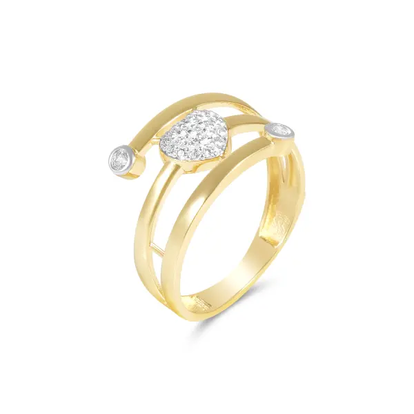 Inel aur 14K cu inima si pietre Zirconia Fine Heart Embrace