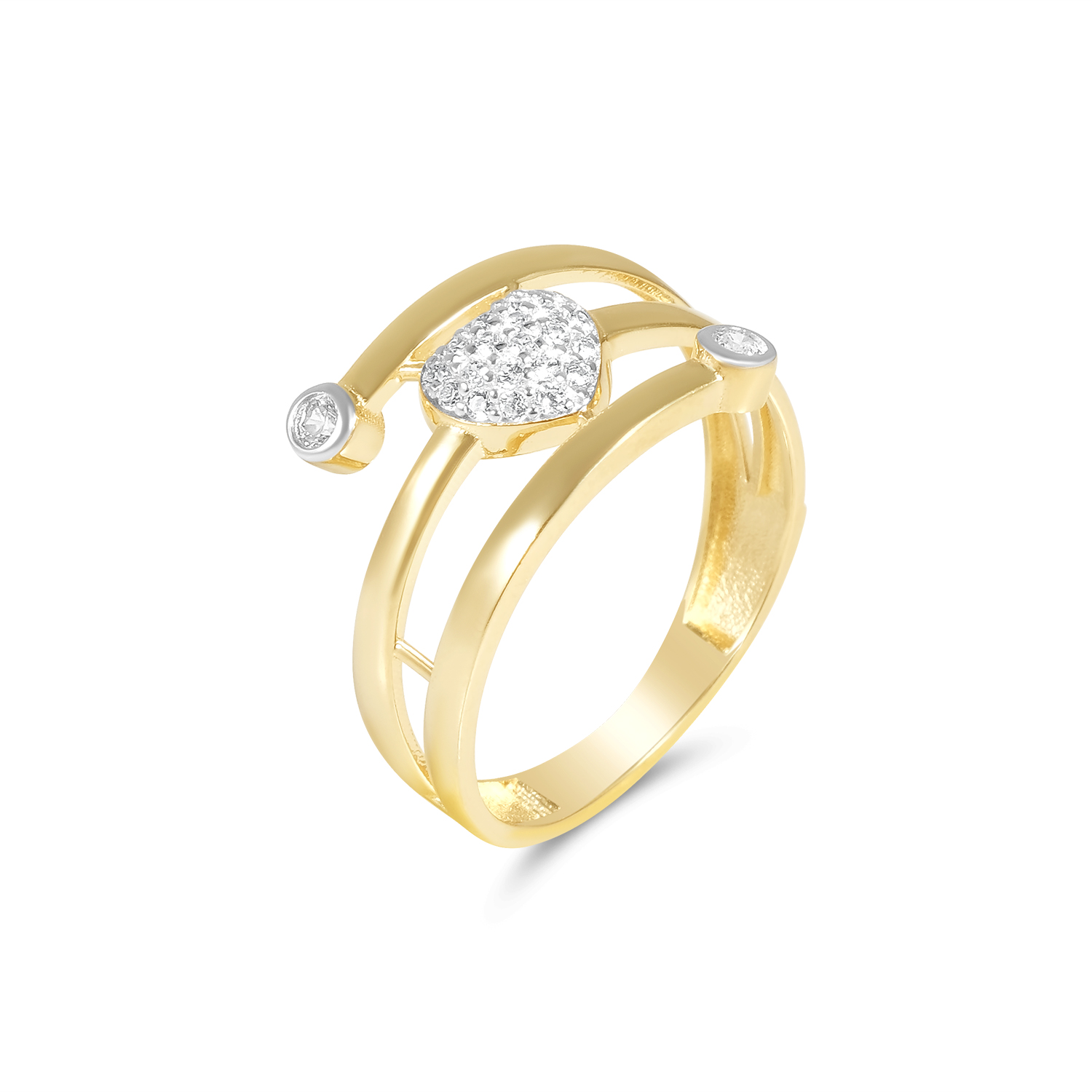 Inel aur 14K cu inima si pietre Zirconia Fine Heart Embrace