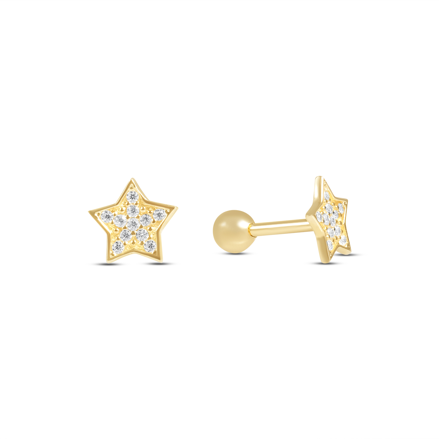 Cercei aur galben 14k in forma de stea cu pietre Zirconia Stellar Glow