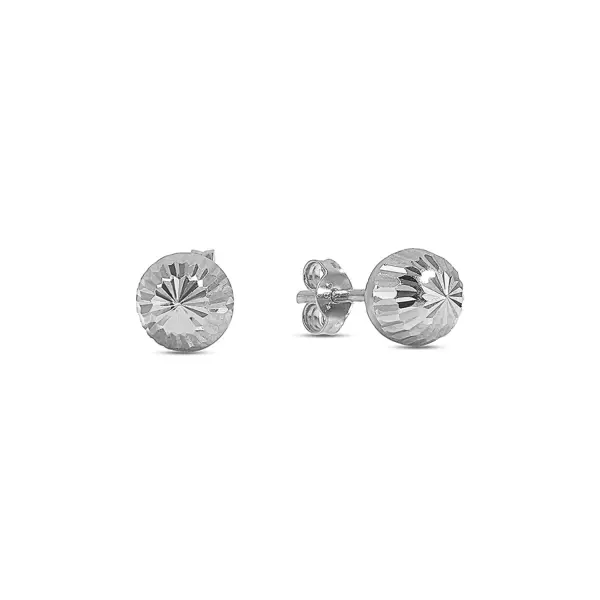 Cercei aur alb 14k sferici cu detalii in relief Radiant Sphere Elegance