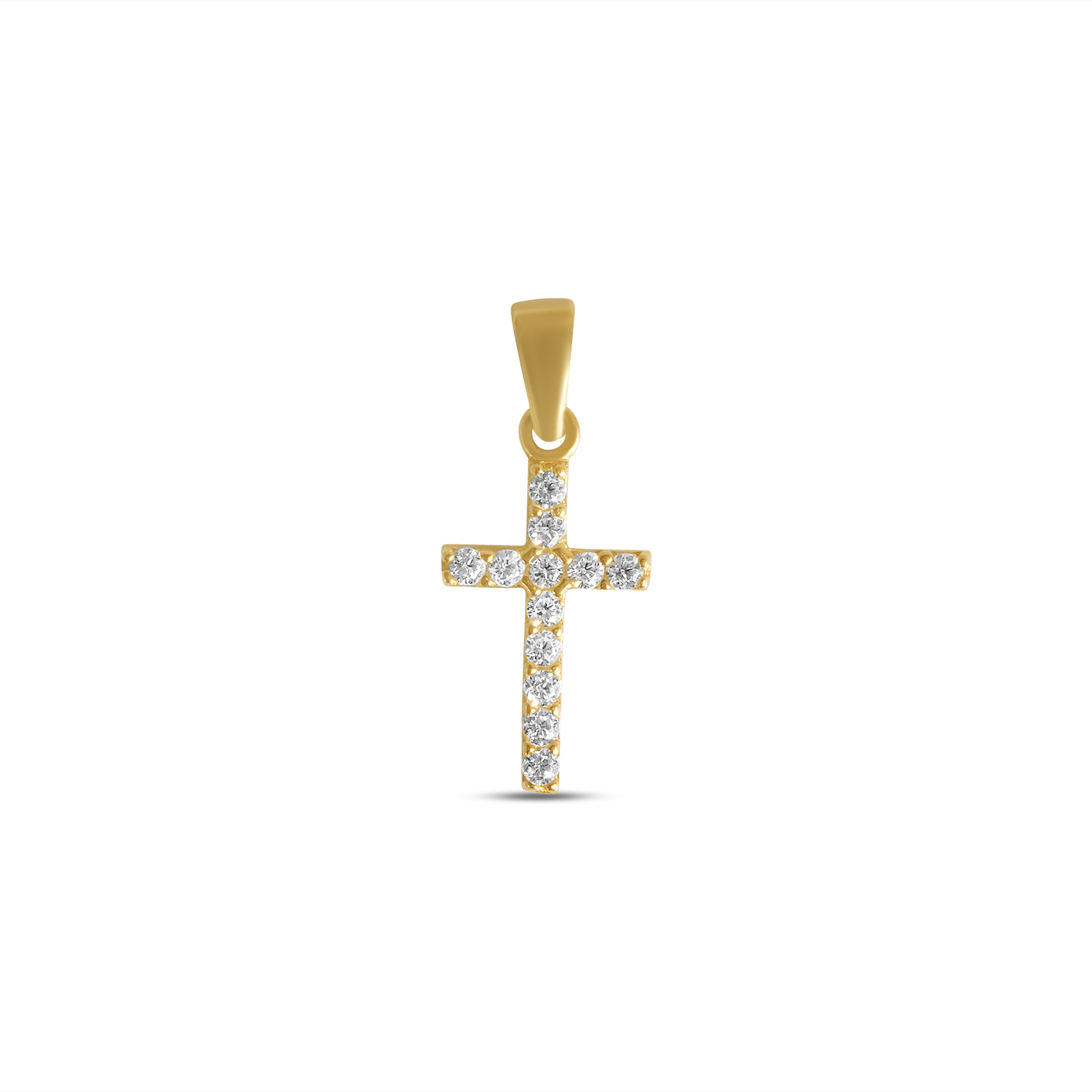 Pandantiv aur 14K cruce fina cu pietre zirconia Pure Faith