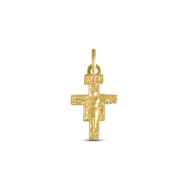 Pandantiv aur 14K tip cruce cu detalii relief Sacred Cross