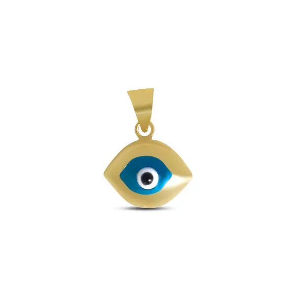 Pandantiv aur 14K in forma de ochi cu simbol protector Nazar Blue Vision