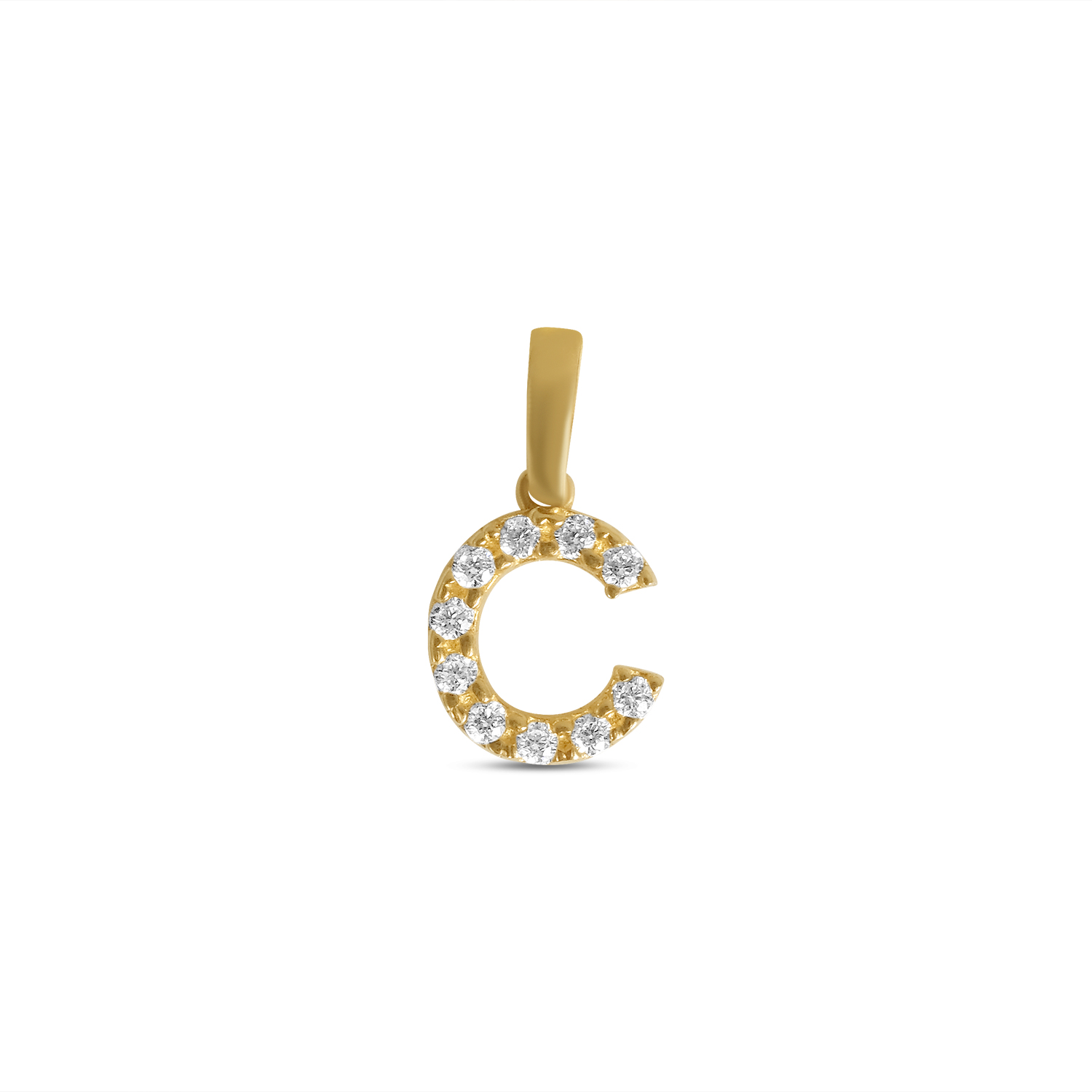 Pandantiv aur 14K litera C cu pietre Zirconia Initial Spark