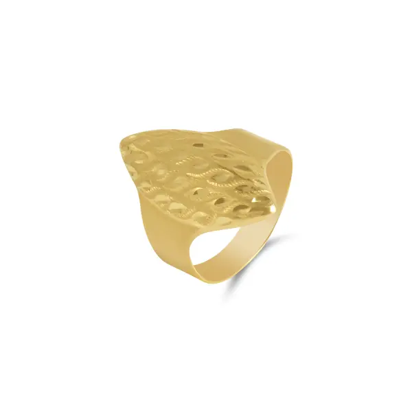 Inel aur 14K cu forma ovala si textura decorativa sculptata Oval Grace