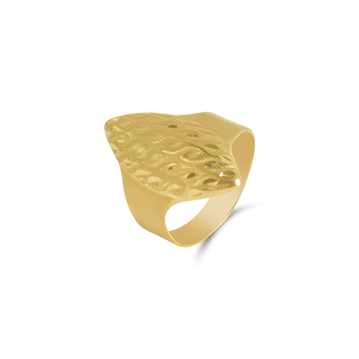 Inel aur 14K cu forma ovala si textura decorativa sculptata Oval Grace