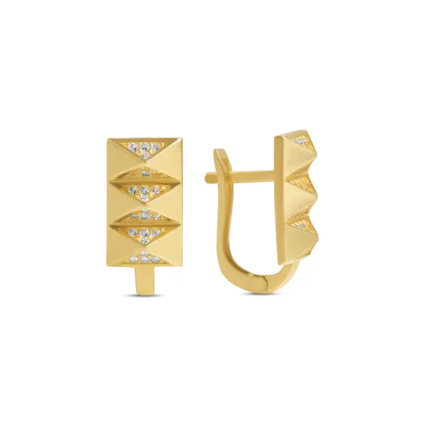 Cercei aur 14K reliefati cu pietre Zirconia Golden Edge