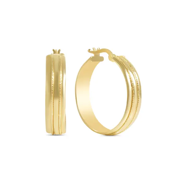 Cercei aur 14K rotunzi texturati Golden Layers