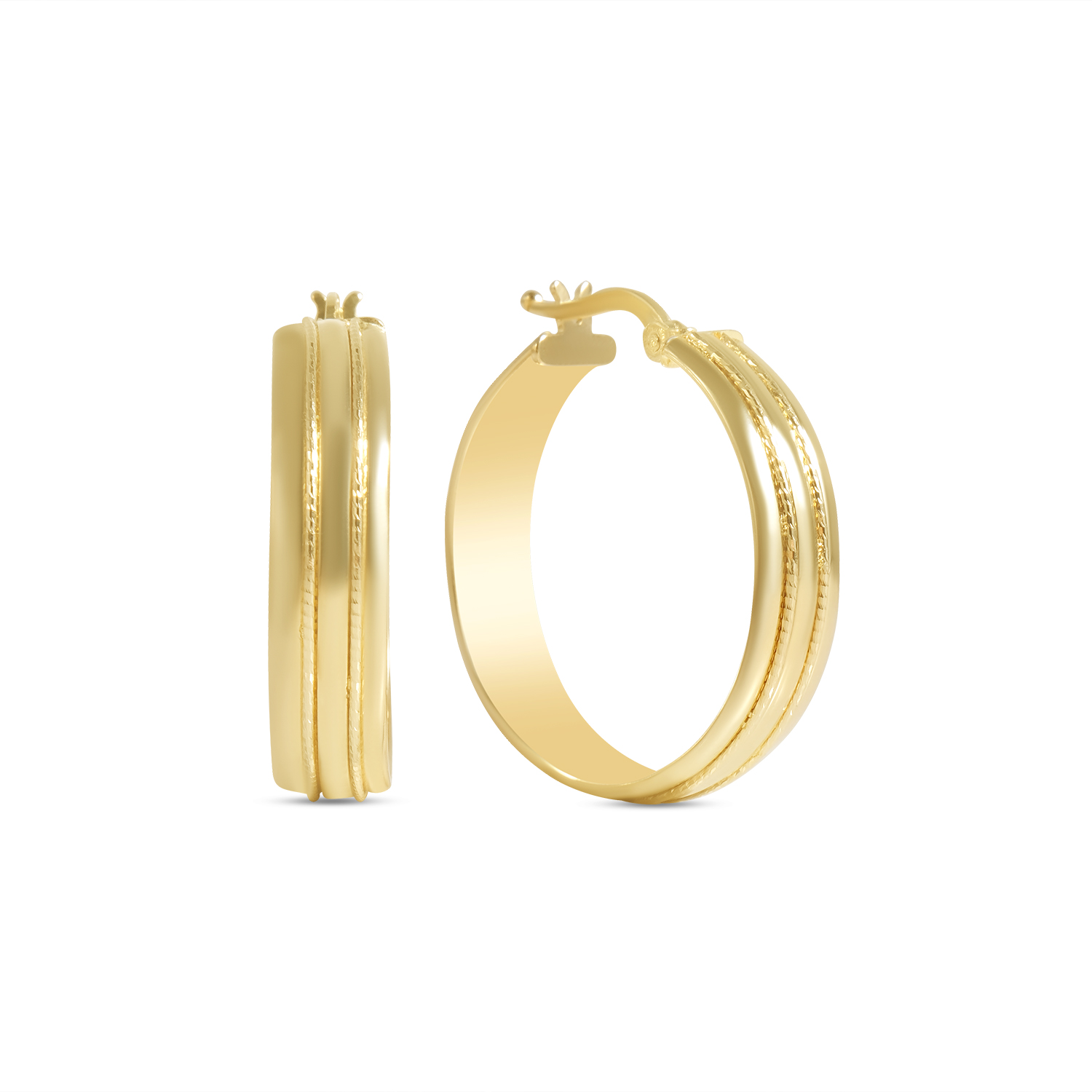 Cercei aur 14K rotunzi texturati Golden Layers