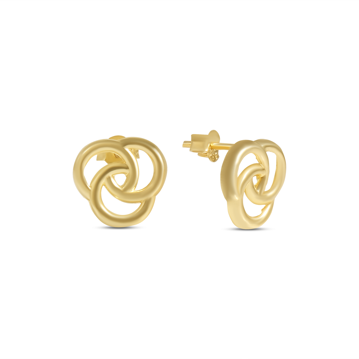 Cercei aur 14K scurti model cercuri intercalate Modern Knot