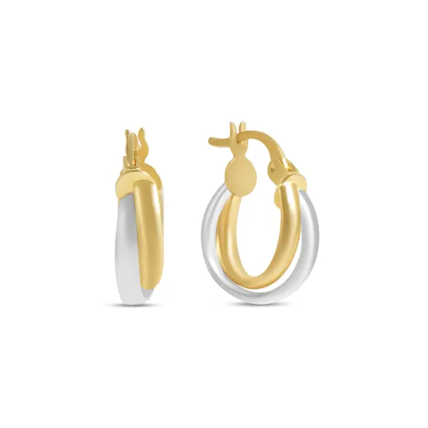 Cercei aur 14K scurti cu linii intrepatrunse Dual Twist