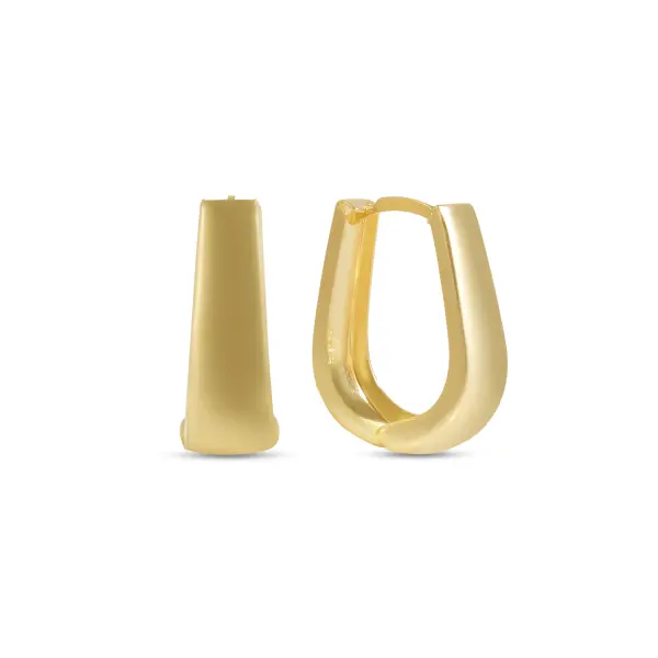 Cercei aur 14K design elegant curbat cu finisaj lucios Fine Luxury