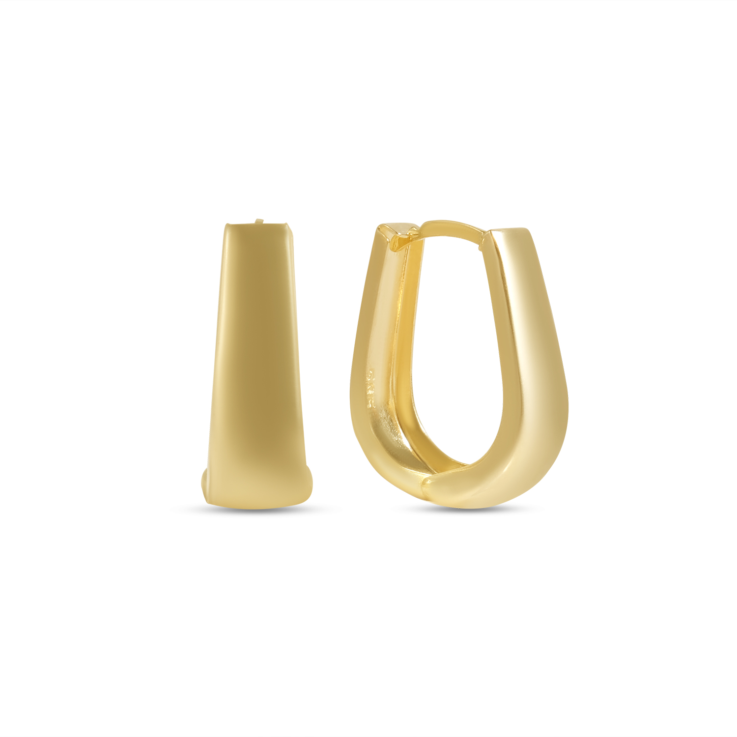 Cercei aur 14K design elegant curbat cu finisaj lucios Fine Luxury